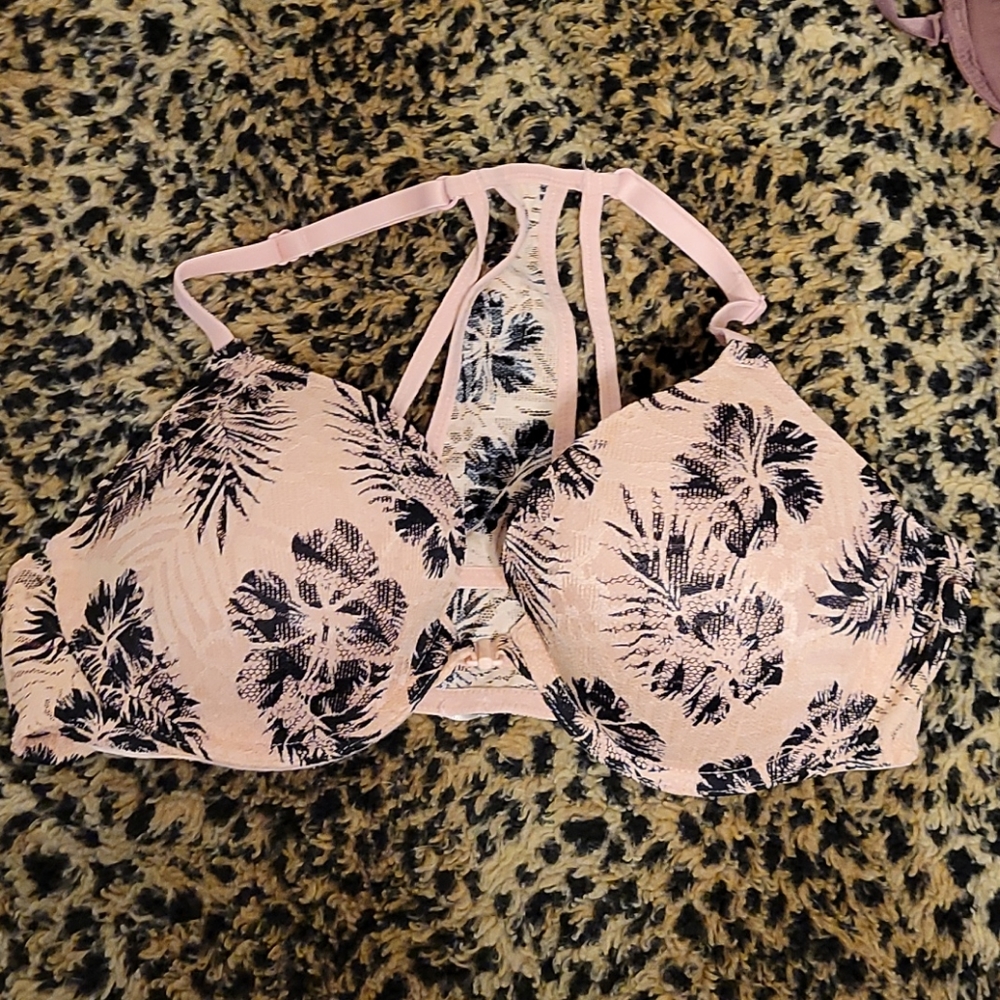 Pink lace bra